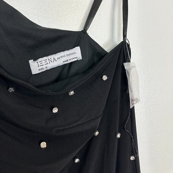 MAC DUGGAL Beaded One-Shoulder Asymmetric Hem Cocktail Dress in Black Size US 12 - Picture 7 of 11